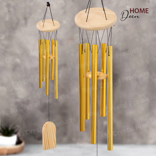 Fengshui Wind Chime Hanging for Window Balcony Decor Home Endurance Door Decoration Golden 5 Rods