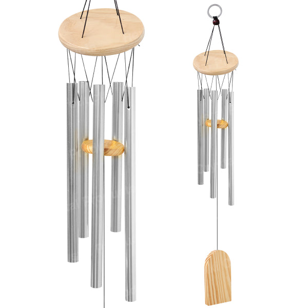 Fengshui Wind Chime Hanging for Window Balcony Decor Home Endurance Door Decoration Silver 5 Rods