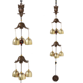 Fengshui Owl Wind Chime Hanging for Window Balcony Decor Home Endurance Door Decoration 6 Bell 60.9 cm (24 inch)