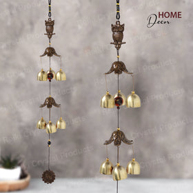 Fengshui Owl Wind Chime Hanging for Window Balcony Decor Home Endurance Door Decoration 6 Bell 60.9 cm (24 inch)