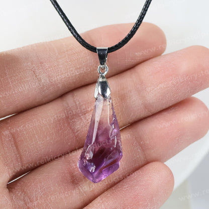 Purple Flourite Drop Pendant/Locket With Thread Crystal Stone Pendant For Unisex