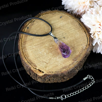 Purple Flourite Drop Pendant/Locket With Thread Crystal Stone Pendant For Unisex