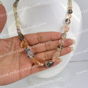 Multi Rutile Quartz Tumbled Stone Crystal Necklace