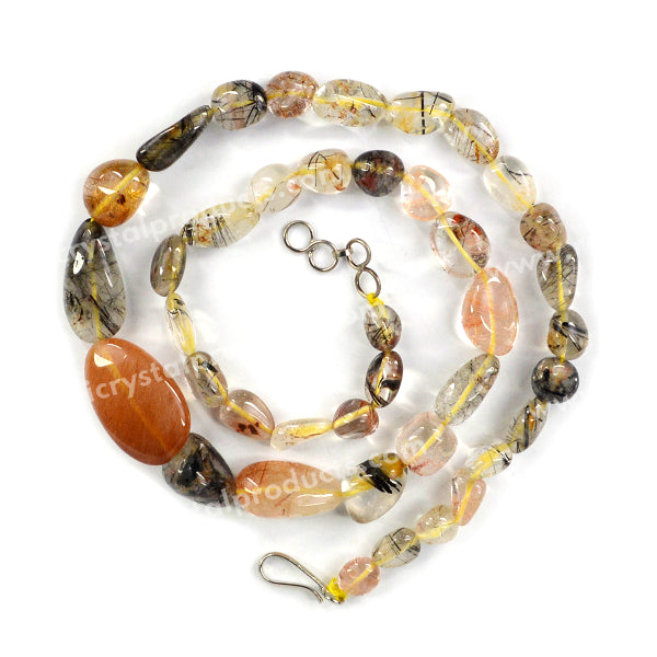 Natural Crystal Stone Multi Rutile Quartz Necklace for Women