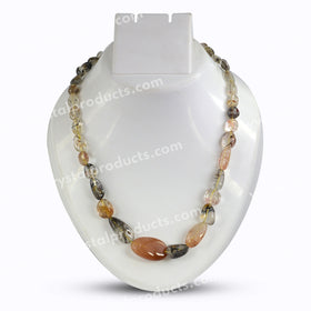 Natural Multi Rutile Quartz Tumble Shape Necklace for Women