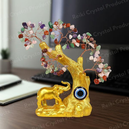 Vastu Feng Shui Elephant Gemstone Tree for Wealth Luck and Positive Energy