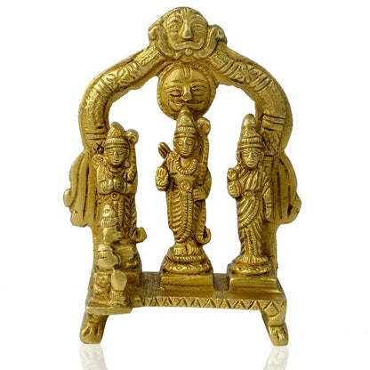 Brass Lord Ram Darbar Rama Sita Lakshman Hanuman Statue Small Size 101.5 mm