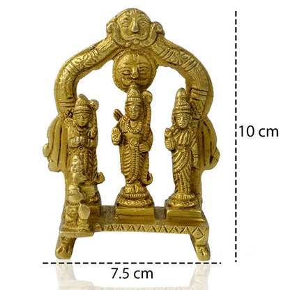 Brass Lord Ram Darbar Rama Sita Lakshman Hanuman Statue Small Size 101.5 mm