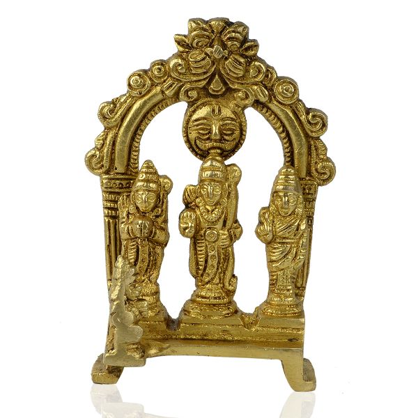 Brass Lord Ram Darbar Murti Ram Parivar Statue Small Size 101.5 mm