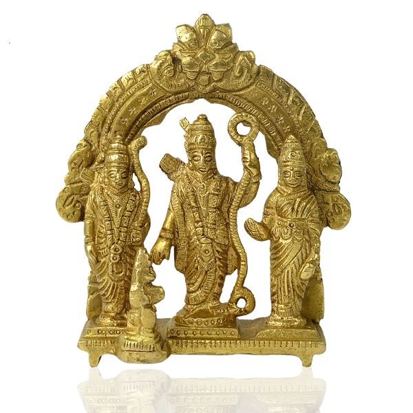 Brass Lord Ram Darbar Murti | Rama Sita Lakshman Hanuman Statue for Home Temple Blessing, Happiness, Health, Wealth | Small Size 114 mm