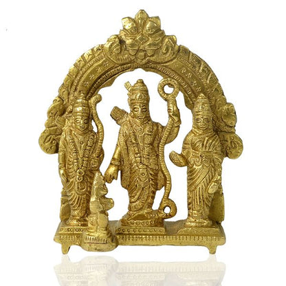 Brass Lord Ram Darbar Murti | Rama Sita Lakshman Hanuman Statue for Home Temple Blessing, Happiness, Health, Wealth | Small Size 114 mm