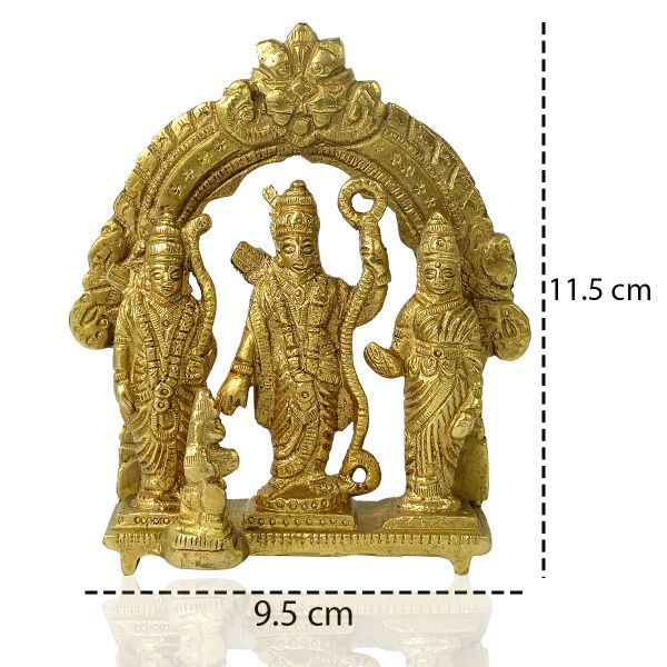 Brass Lord Ram Darbar Murti | Rama Sita Lakshman Hanuman Statue for Home Temple Blessing, Happiness, Health, Wealth | Small Size 114 mm