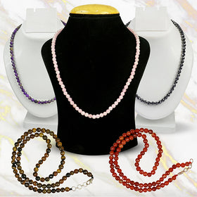 Natural Crystal Stone 6 mm Faceted Bead Necklace for Women & Girls