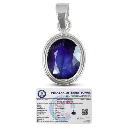 Natural Certified Neelam Blue Sapphire Gemstone Pendant Original Silver 92.5 Pendant 6.5 CT to 7 CT