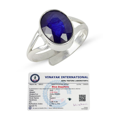 Natural Certified Original Gemstone Adjustable Silver Ring for Unisex