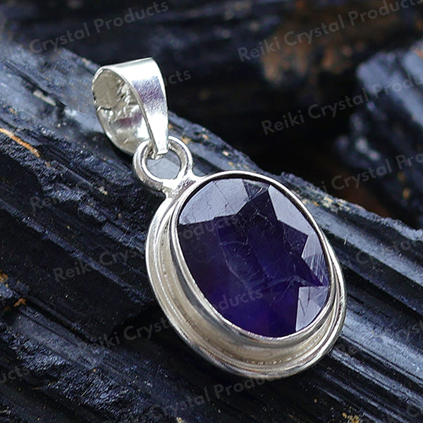 Natural Certified Blue Sapphire Neelam Gemstone Pendant Original