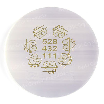 Selenite Zibu Symbol Charging Plate for Reiki Crystal Cleansing Size 7.6 cm (3 inch)