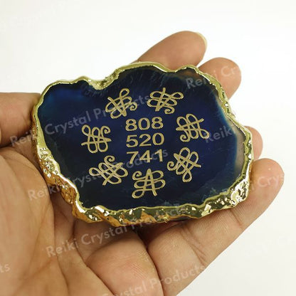 Crystal Stone Agate Gud Luck Sileces & Coaster for Table Decoration