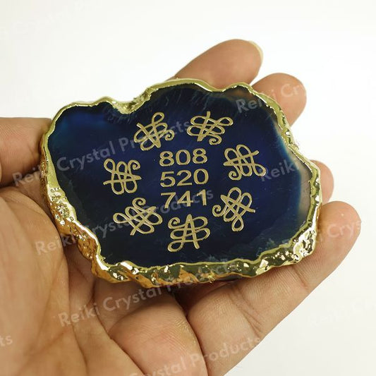 Crystal Stone Agate Gud Luck Sileces & Coaster for Table Decoration