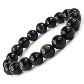 Black Obsidian 10 mm Bead Bracelet – Natural Gemstone Bracelet for Protection & Grounding