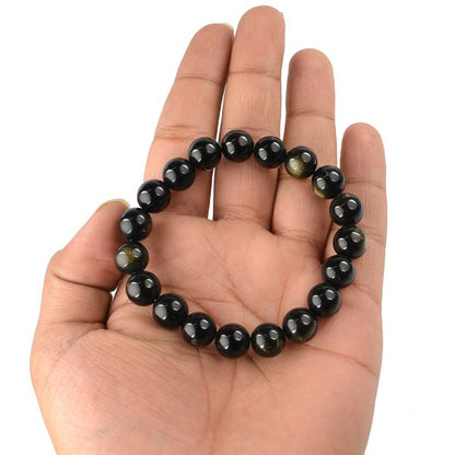 Black Obsidian 10 mm Round Bead Bracelet