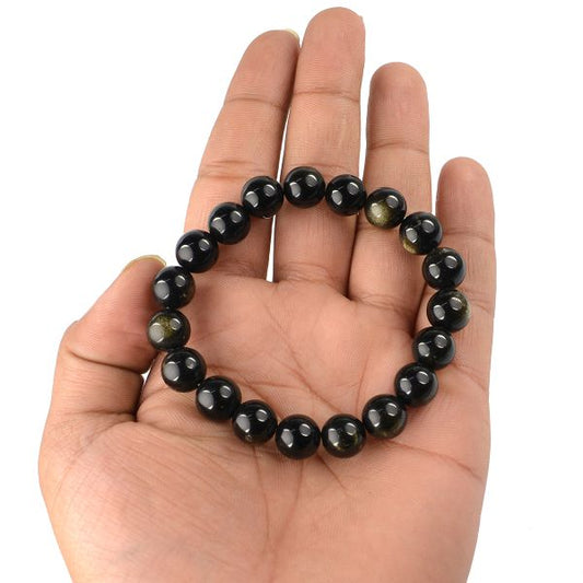 Black Obsidian 10 mm Round Bead Bracelet