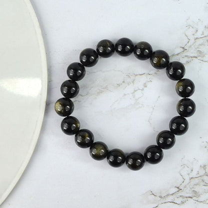 Black Obsidian 10 mm Round Bead Bracelet