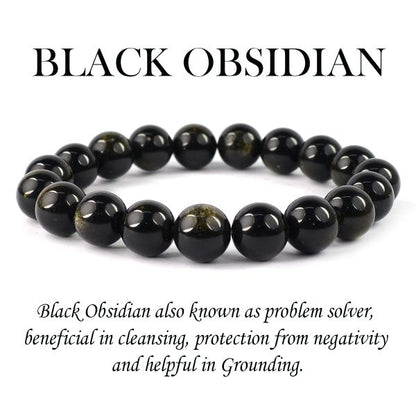 Black Obsidian 10 mm Round Bead Bracelet
