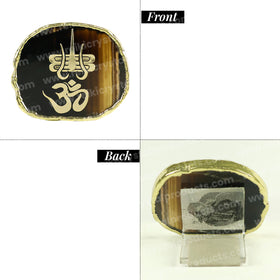 Crystal Stone Agate OM Symbol Sileces & Coaster for Table Decoration