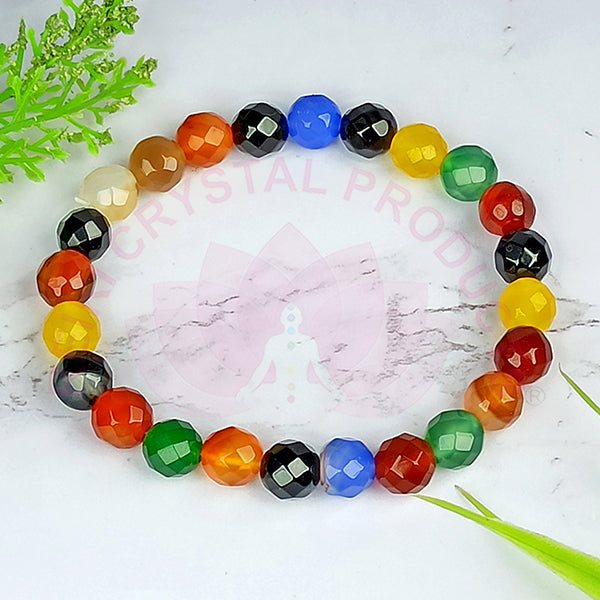 7 Chakra Onyx 8 mm DC Bracelet