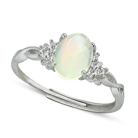 AAA Adjustable Ethiopian Opal Gemstone Ring for Women Girls