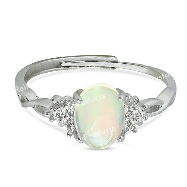 AAA Adjustable Ethiopian Opal Gemstone Ring for Women Girls