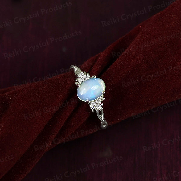 AAA Adjustable Ethiopian Opal Gemstone Ring for Women Girls