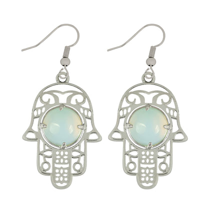 Crystal Stone Hamsa Shape Earrings for Girls Women