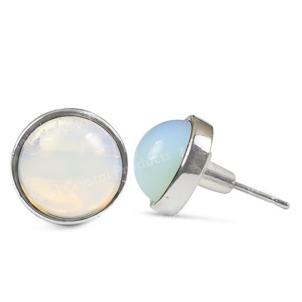 Natural Crystal Stone Round Earrings Tpos / Studs