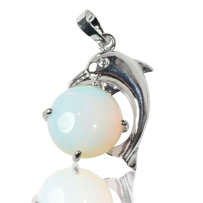 AAA Natural Crystal Stone Dolphin Shape Pendant - Locket with Metal Chain