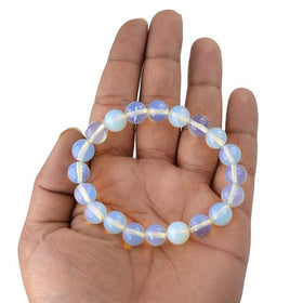 Opalite gemstone bracelet with round beads for emotional balance