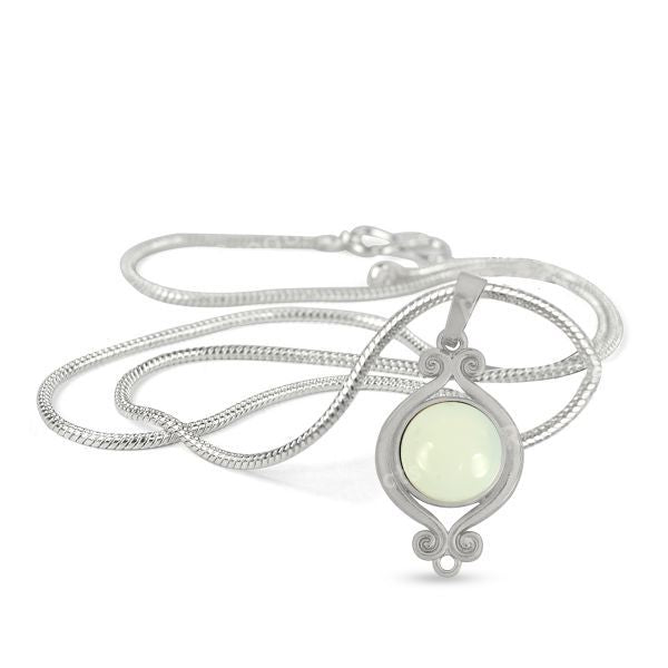 Natural Crystal Stone Designer Round Shape Pendant - Locket mm with Metal Chain
