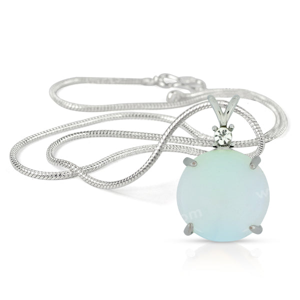 Natural Crystal Stone Round Shape Pendant - Locket with Metal Chain