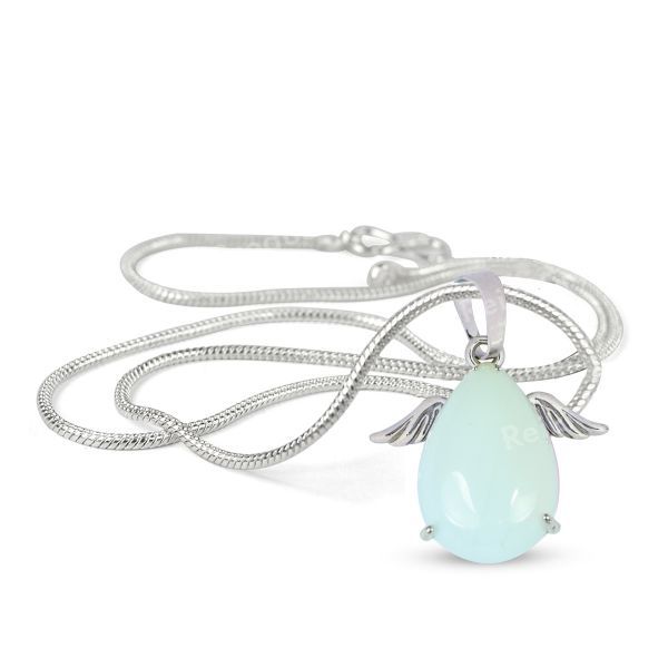 Natural Crystal Stone Angel Shape Pendant with Metal Chain