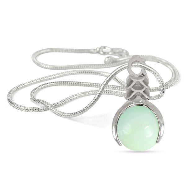 Natural Crystal Stone Ball Shape Pendant - Locket with Metal Chain
