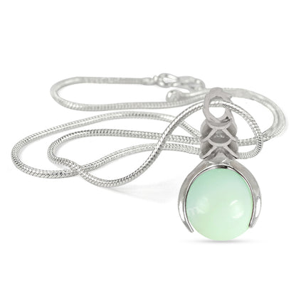 Natural Crystal Stone Ball Shape Pendant - Locket with Metal Chain