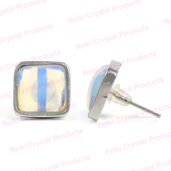 Natural Crystal Stone Square Earrings / Tpos / Studs for Girls Women