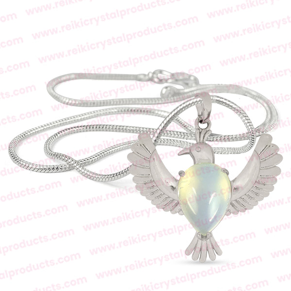 Natural Crystal Stone Bird Shape Pendant - Locket with Metal Chain