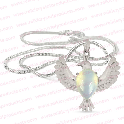 Natural Crystal Stone Bird Shape Pendant - Locket with Metal Chain