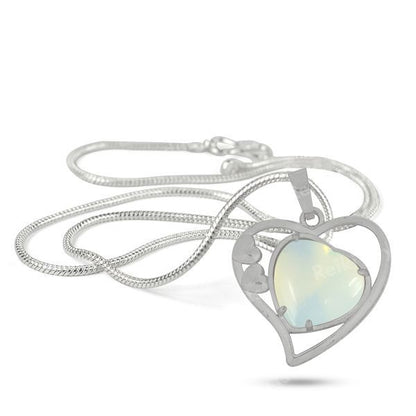 Natural Crystal Stone Heart Shape Metal Pendant - Locket with Metal Chain