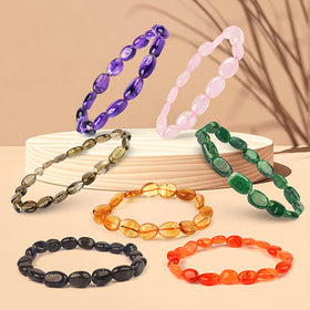 Natural Crystal Stone Oval Beads Bracelet