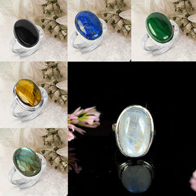 Natural Original Crystal Stone Adjustable Ring for Unisex