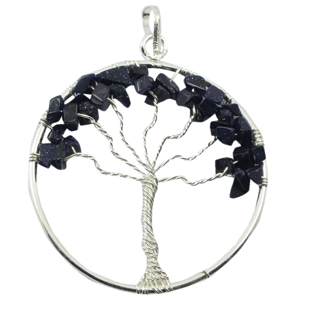 Natural Crystal Stone Tree of Life Pendant Size 35-40 mm with Metal Chain