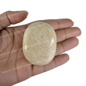 Natural Peach Moonstone Palm Stone 5 cm Healing Crystal